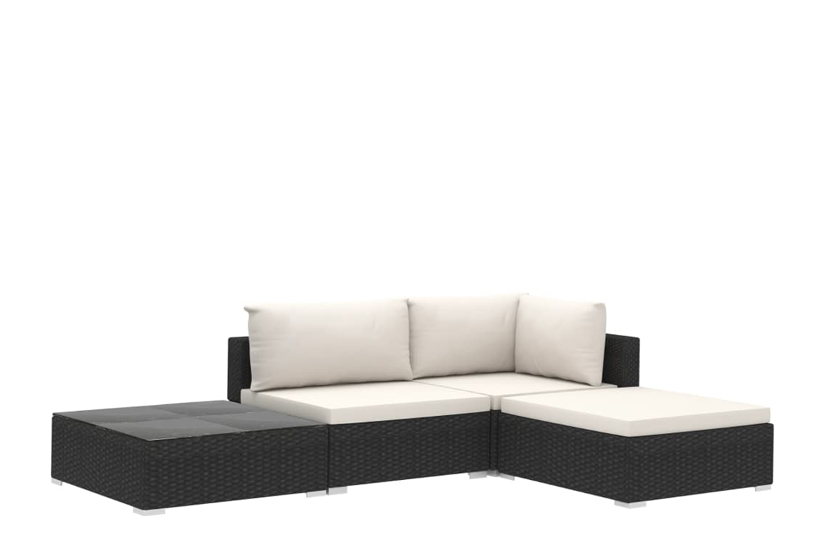 Krémový ratanový zahradní set HIRUM
