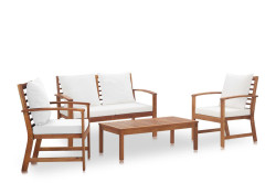 Krémový zahradní set z masivního dřeva PINIOS