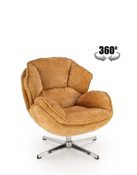 Křeslo Guido, otočné 360°, hořčicová/chrom