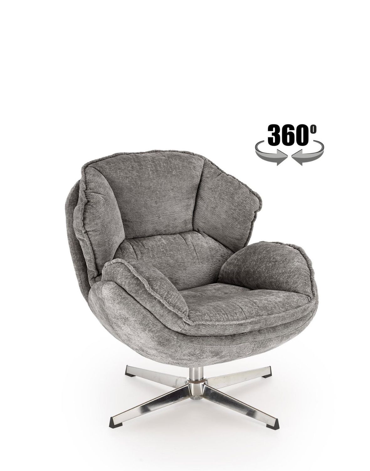 Křeslo Guido, otočné 360°, šedá/chrom
