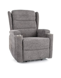 Křeslo Minos – elektrické, rozkládací, s ovladačem a držákem na hrnek, šedé