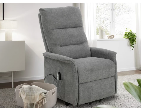 Křeslo s elektrickým polohováním Mirador, šedá látka