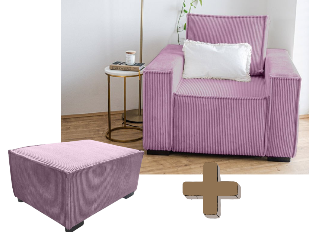 Křeslo s taburetem SMART SET, lila