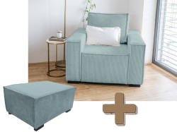 Křeslo s taburetem SMART SET, světle modrá