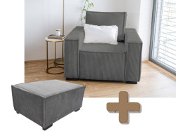Křeslo s taburetem SMART SET, tmavě šedá