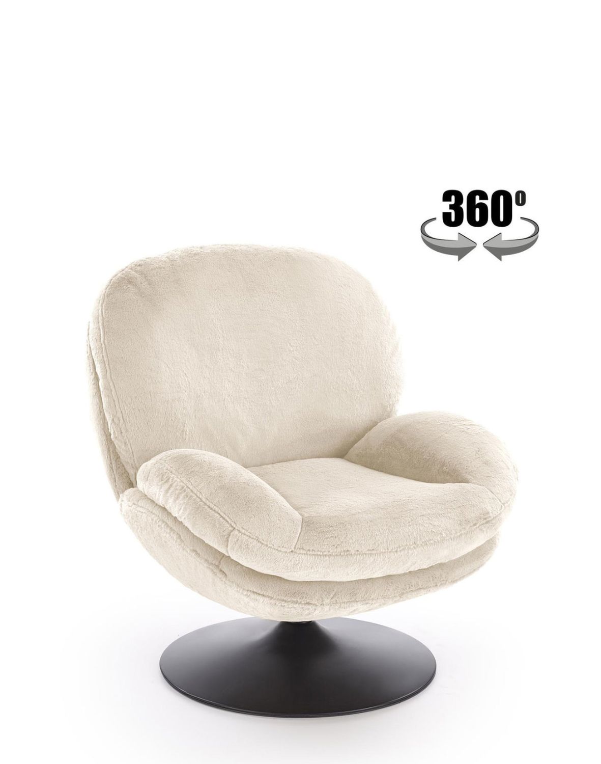 Křeslo Shell, krémové, otočné 360°
