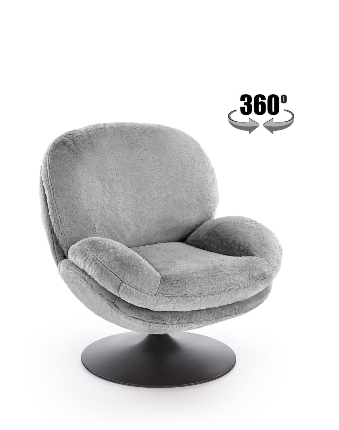 Křeslo Shell, šedé, otočné 360°