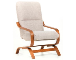 Křeslo Stela, hnědo-béžová látka/ořech