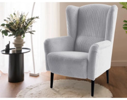 Křeslo ušák Canto, světle šedá strukturovaná látka