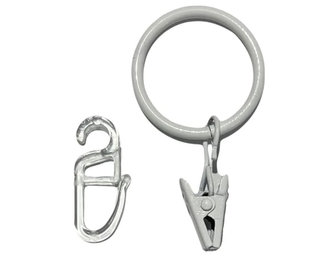 Kroužky se žabkou a háčkem na garnýž (10 ks) pro 16 - 20 mm, bílé