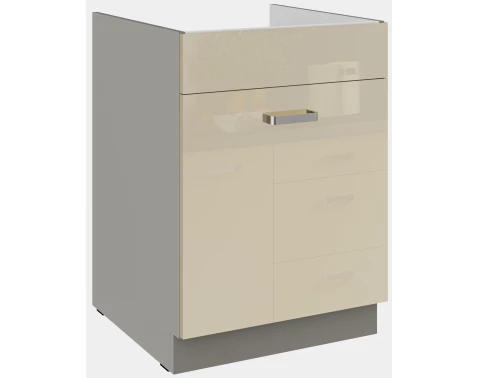 Kuchyňská dřezová skříňka Karmen 60ZL, 60 cm, šedá/krémová