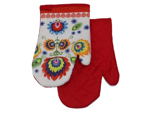 Kuchyňské rukavice (2 ks) Folk, červená