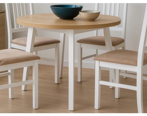 Kulatý jídelní stůl Norveg 100 cm, dub artisan/bílý