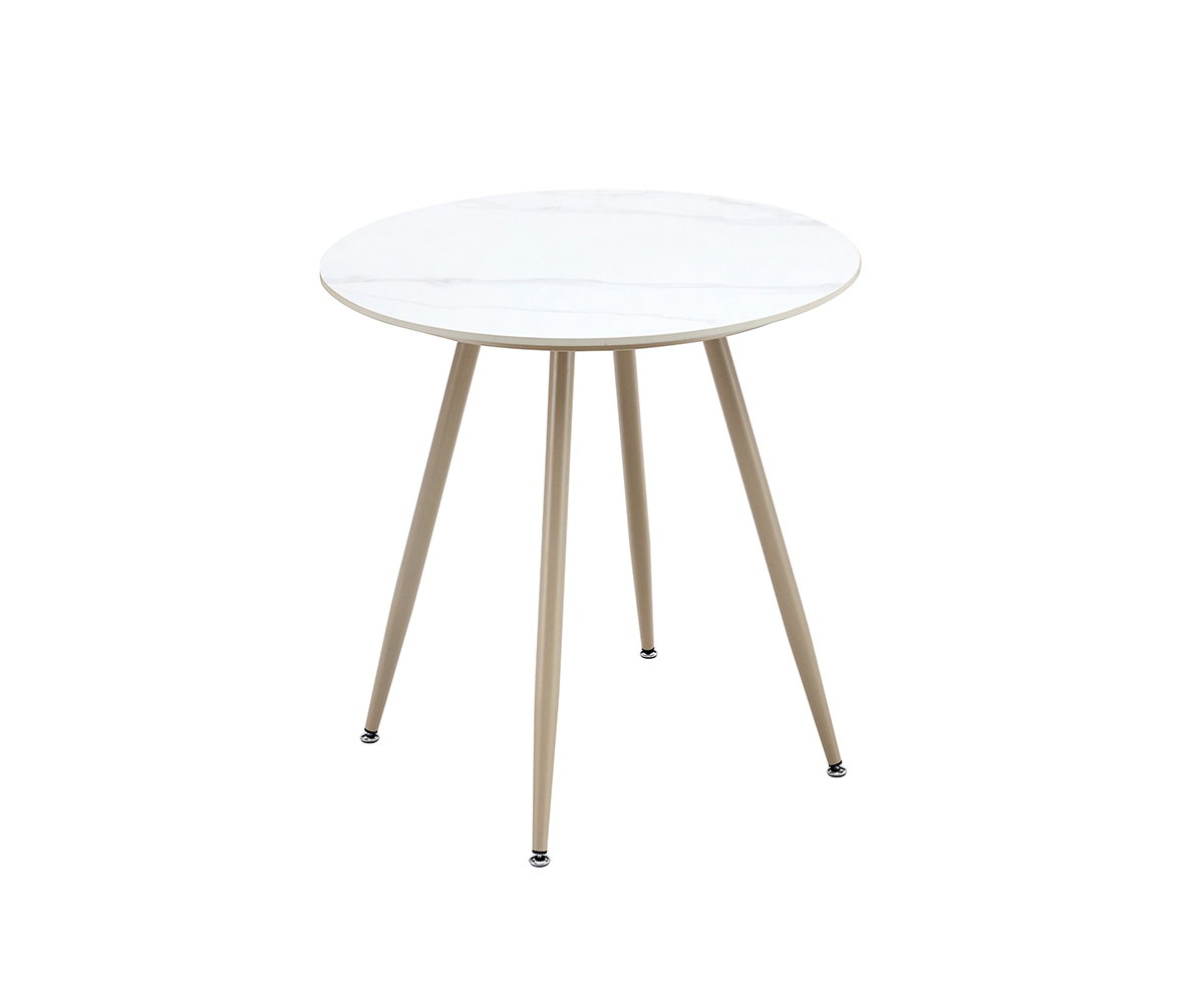 Kulatý jídelní stůl s béžovými nohami MELODY 70x70, bílý