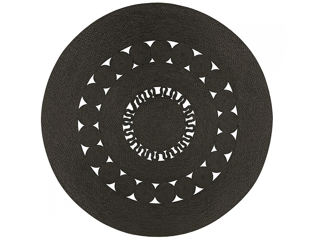 Kulatý jutový koberec MAYA 100 cm, černý