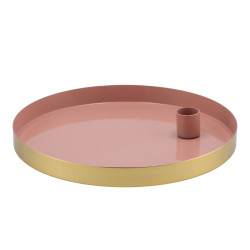 Kulatý kovový svícen MARAKESH 22cm, růžový