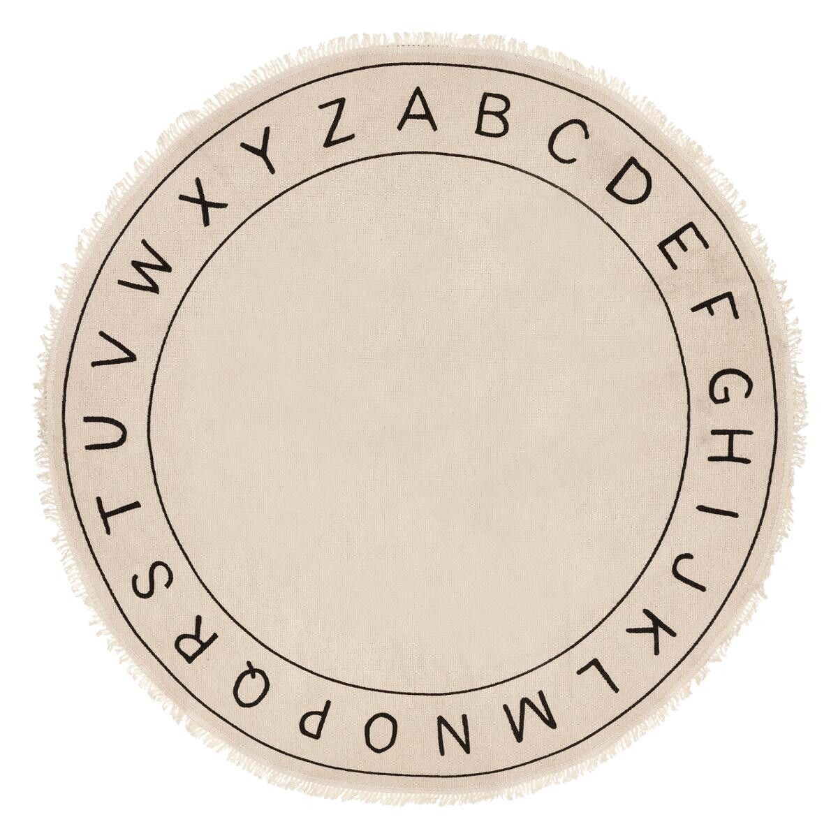 Kulatý krémový koberec ALPHABET 120 cm