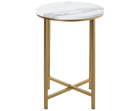 Kulatý odkládací stolek Albufeira 39 cm, zlatý/mramorový