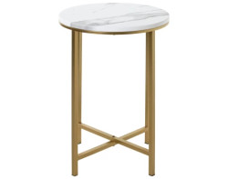 Kulatý odkládací stolek Albufeira 39 cm, zlatý/mramorový