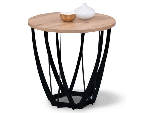 Kulatý odkládací stolek Mella, 50 cm, dub artisan