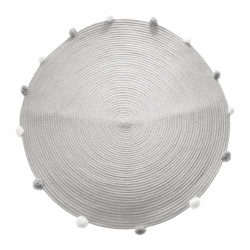 Kulatý šedý koberec s bambulemi POMPOME 90 cm