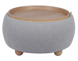 Kulatý taburet měnitelný na stolek Tiziano, světle šedá látka