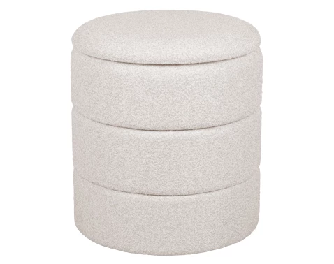 Kulatý taburet s úložným prostorem Picardo, krémovo-béžová látka