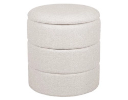 Kulatý taburet s úložným prostorem Picardo, krémovo-béžová látka