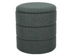 Kulatý taburet s úložným prostorem Picardo, šedo-zelená látka