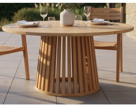 Kulatý zahradní jídelní stůl Manado, 120 cm, teak