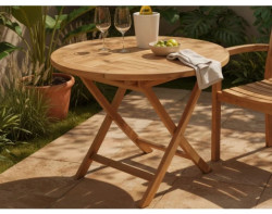 Kulatý zahradní stůl Dumai, 90 cm, teak