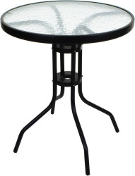 Kulatý zahradní stůl se skleněnou deskou ISLAND 60 cm, černý