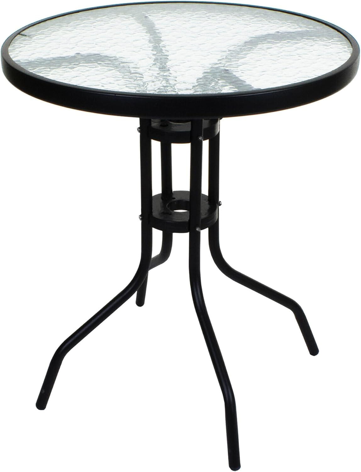 Kulatý zahradní stůl se skleněnou deskou ISLAND 60 cm, černý