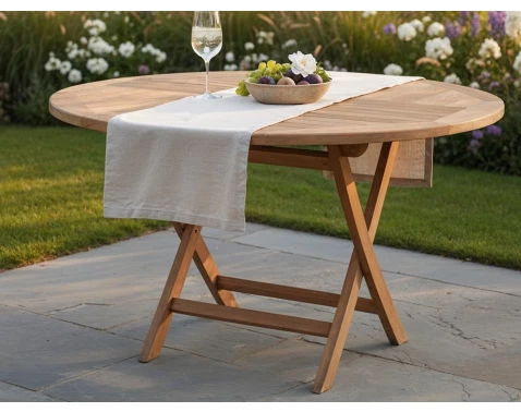 Kulatý zahradní stůl Tarakan, 120 cm, teak