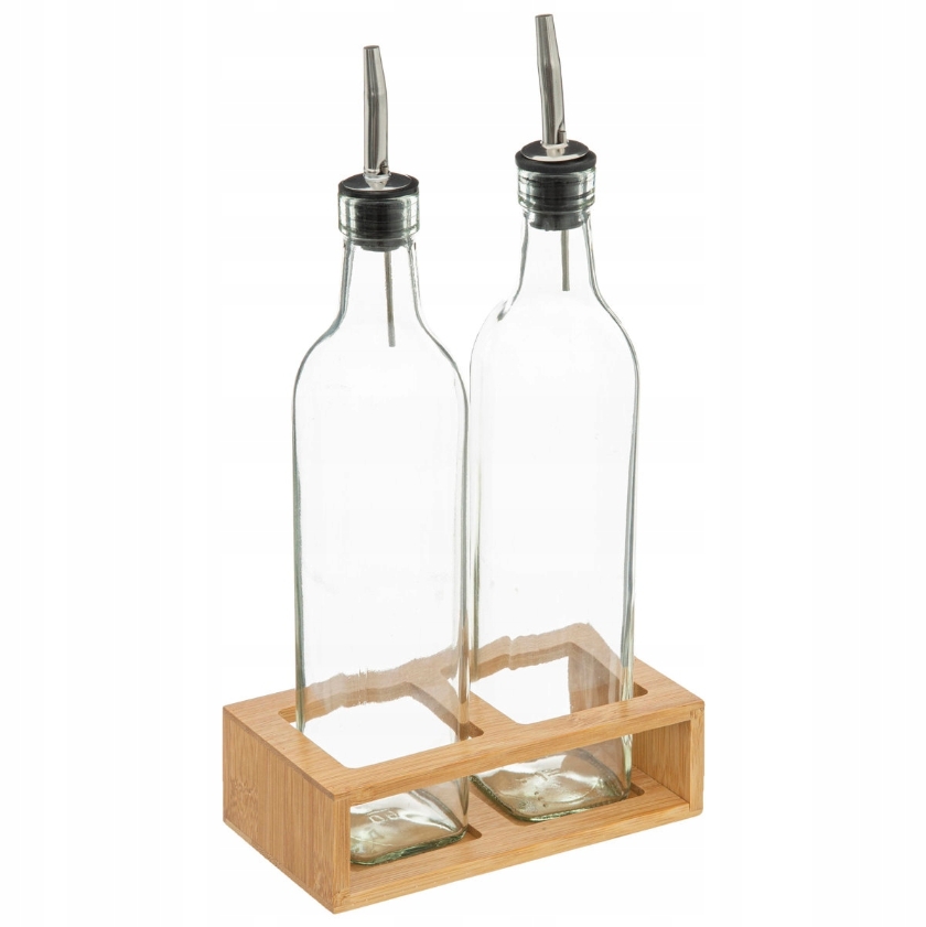 Lahve na olej a ocet v bambusovém stojanu GUSTO, 2x 480 ml