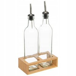 Lahve na olej a ocet v bambusovém stojanu GUSTO, 2x 480 ml