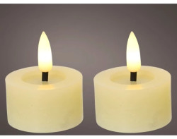 LED čajová svíčka (2 ks) Lumineo 4,4x5,2 cm, krémová vosková