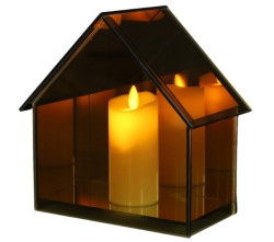 LED skleněný domeček GLOW HOUSE, hnědý - více velikostí Velikost: S