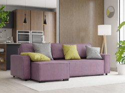 Lila rozkládací rohová pohovka SMART, oboustranná