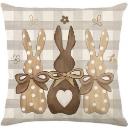 Lněný povlak na polštář BUNNY HEART 45x45 cm, béžový