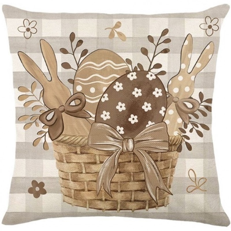 Lněný povlak na polštář EASTER BASKET 45x45 cm, béžový