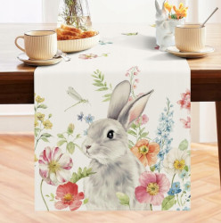 Lněný velikonoční běhoun FLORABBIT 33x180 cm