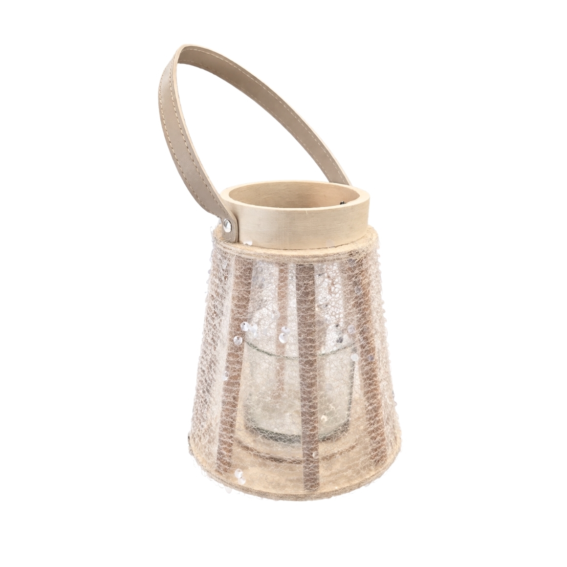 Lucerna s flitry CONE GLAM 22 cm, bílá