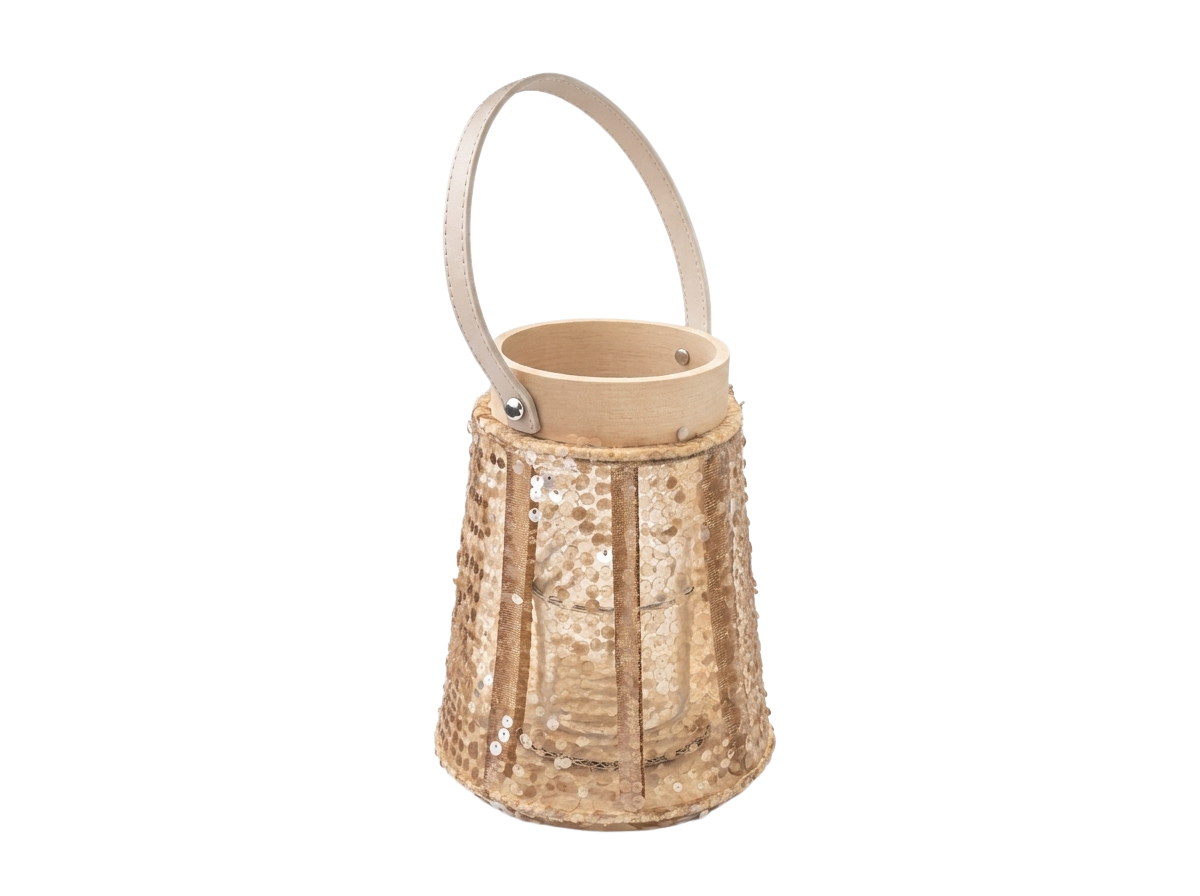 Lucerna s flitry CONE GLAM 22 cm, přírodní
