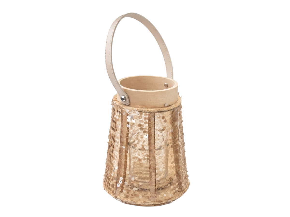 Lucerna s flitry CONE GLAM 26 cm, přírodní