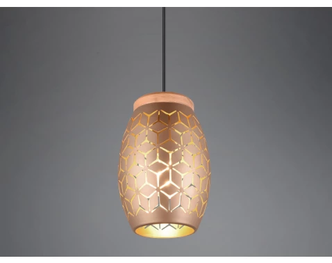 Lustr Bidar, měděný kov/dřevo