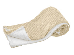 Luxusní béžová beránková deka z mikroplyše s kostkami, 150x200 cm