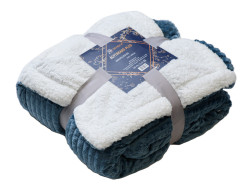 Luxusní modrá beránková deka z mikroplyše s kostkami, 150x200 cm
