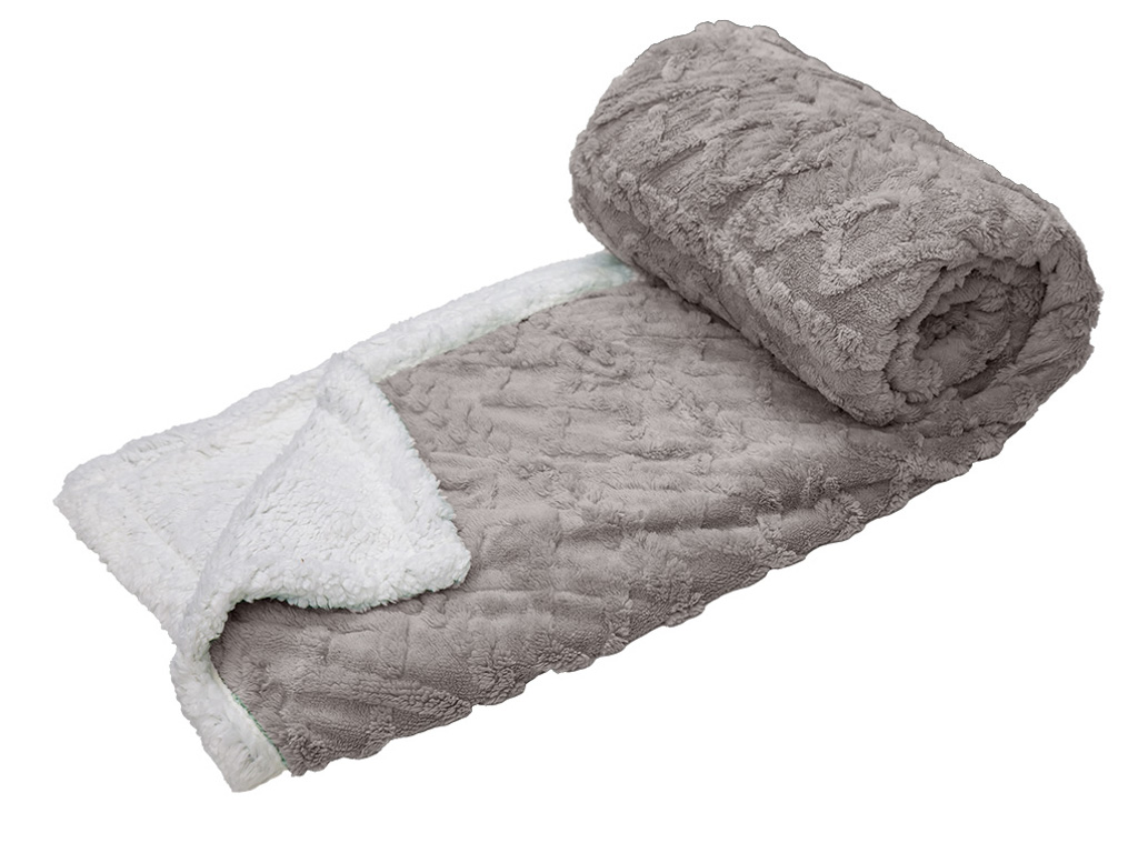 Luxusní světle šedá beránková deka z mikroplyše ORNAMENTS, 150x200 cm Rozměr: 150 x 200 cm