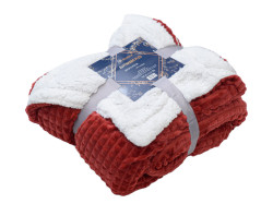 Luxusní vínová beránková deka z mikroplyše s kostkami, 150x200 cm